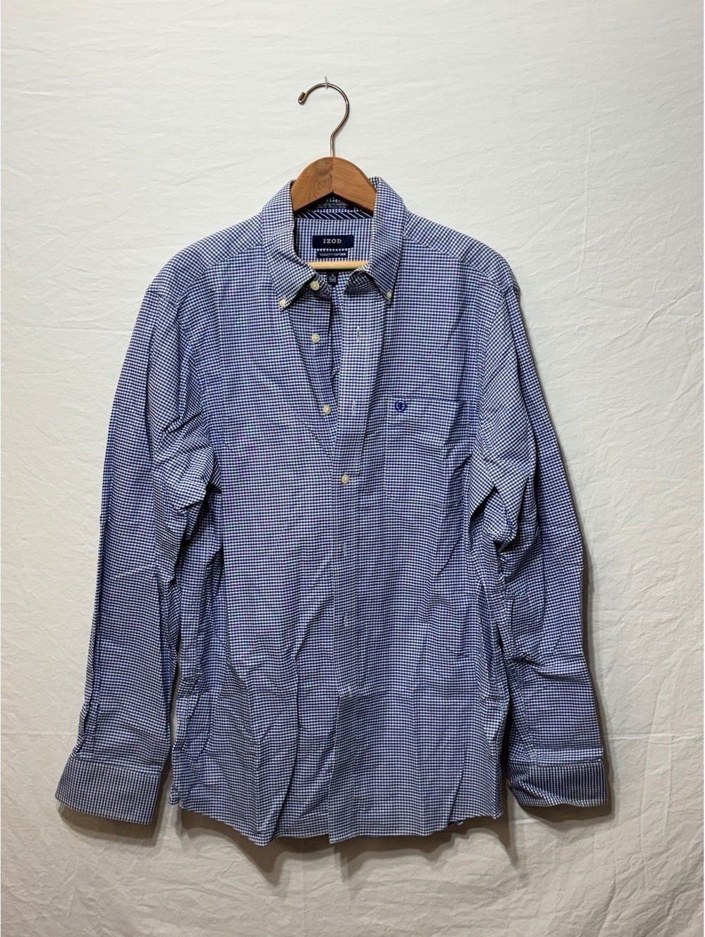 Izod Varsity Oxford Navy Gingham Slim Fit L